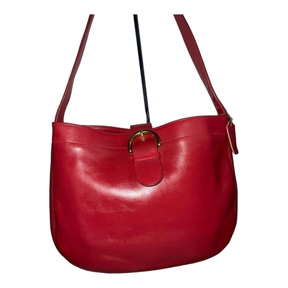 COACH Soho Women’s Vintage Buckle Red 'Poppy' Leather Hobo Bag Made in USA - Picture 3 of 16